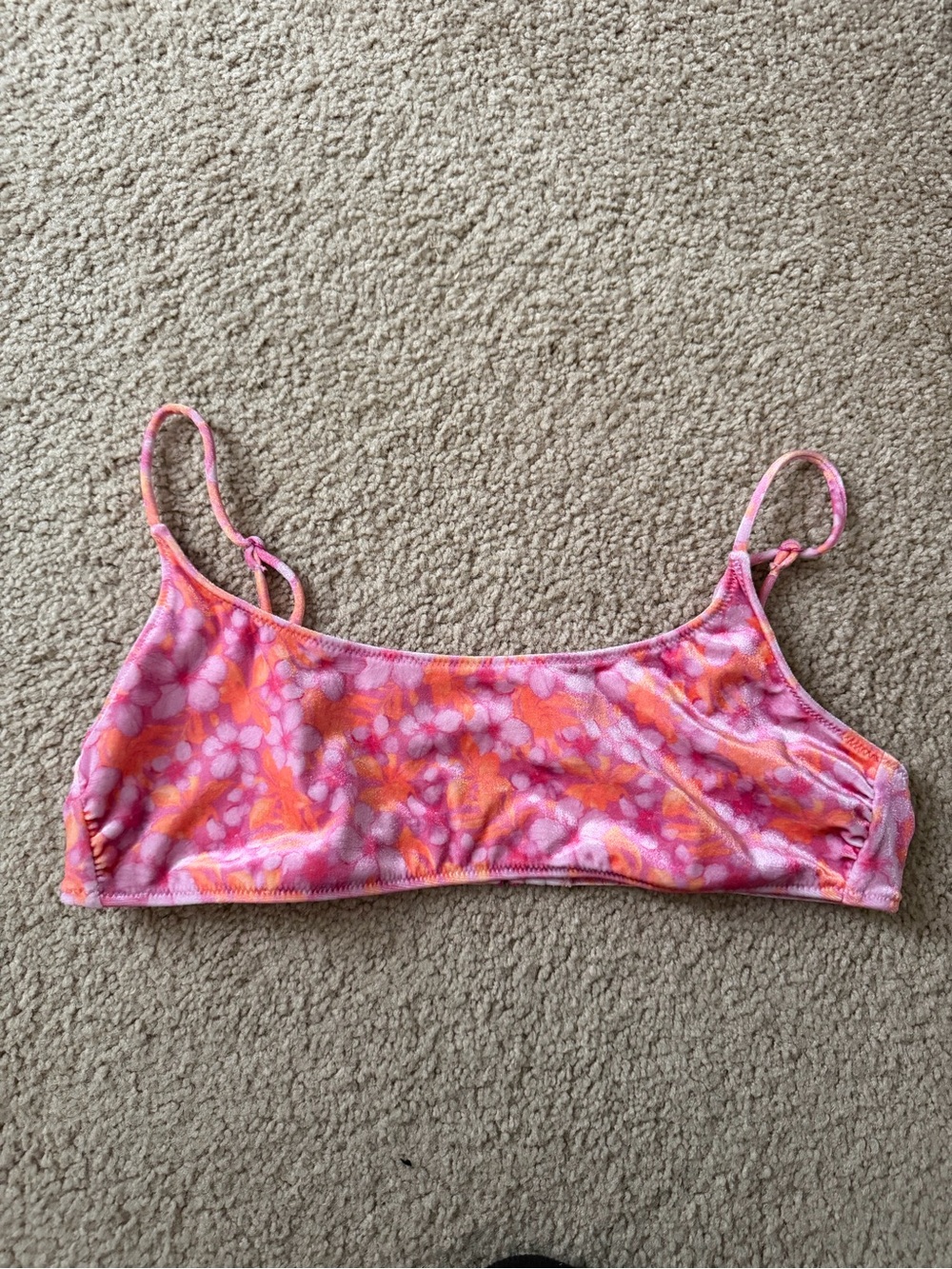 PacSun Pink and Orange Floral Print Bikini Top